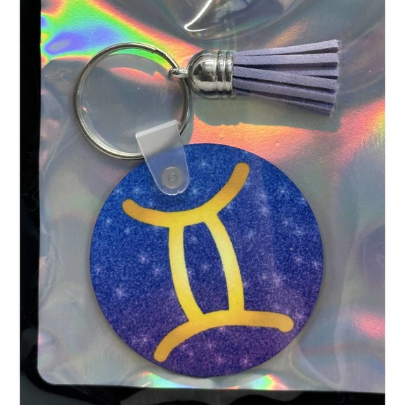 2" Gemini Zodiac Symbol Keychain with Tassel - Picture 1 of 1
